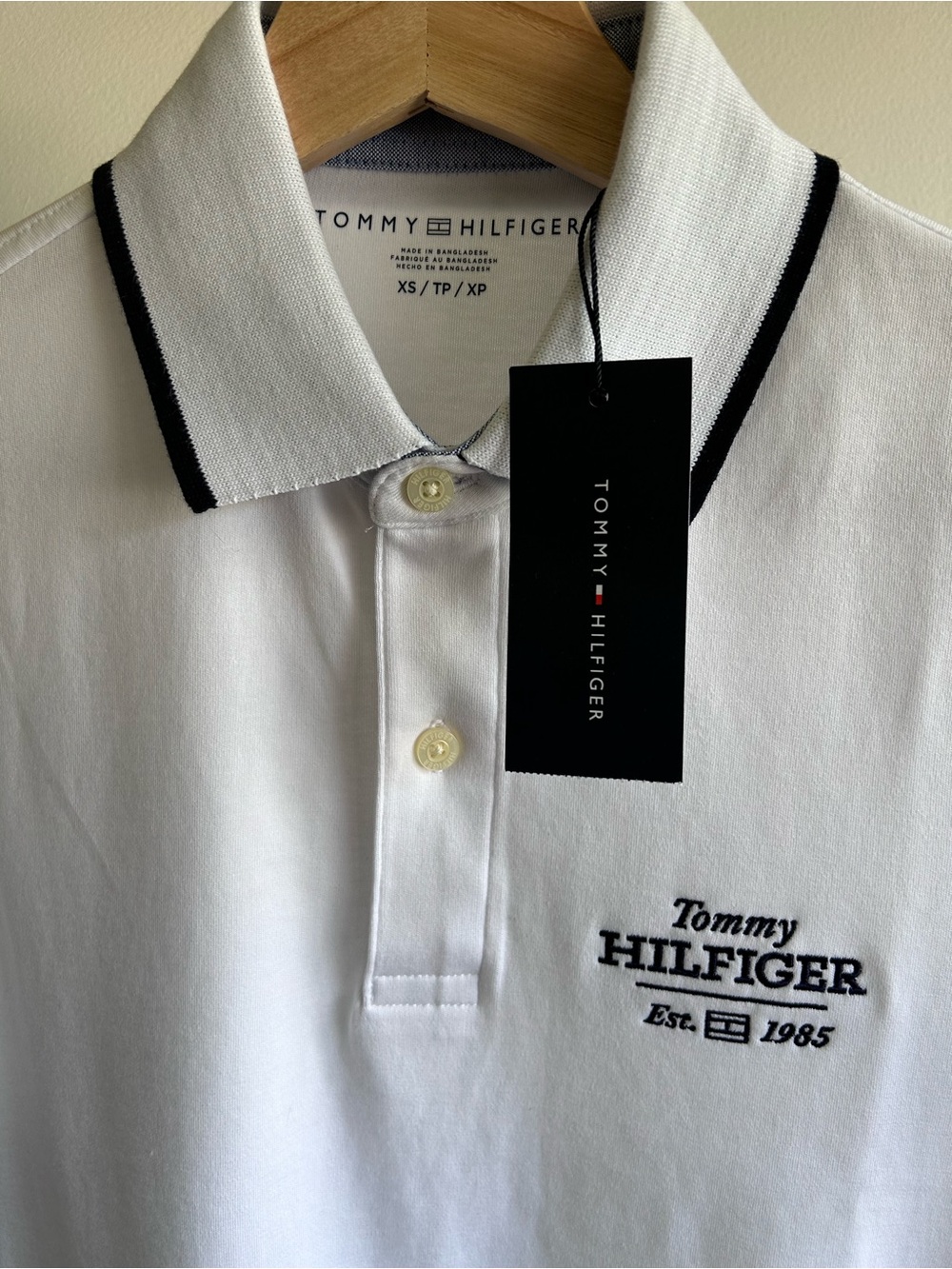 Tommy Hilfiger White Polo with Navy Trim